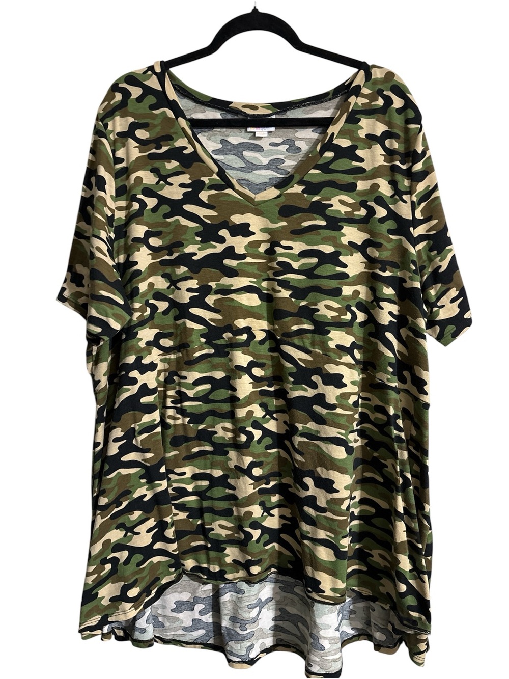 Lularoe Camo Jana Empire Waist Swing Top
